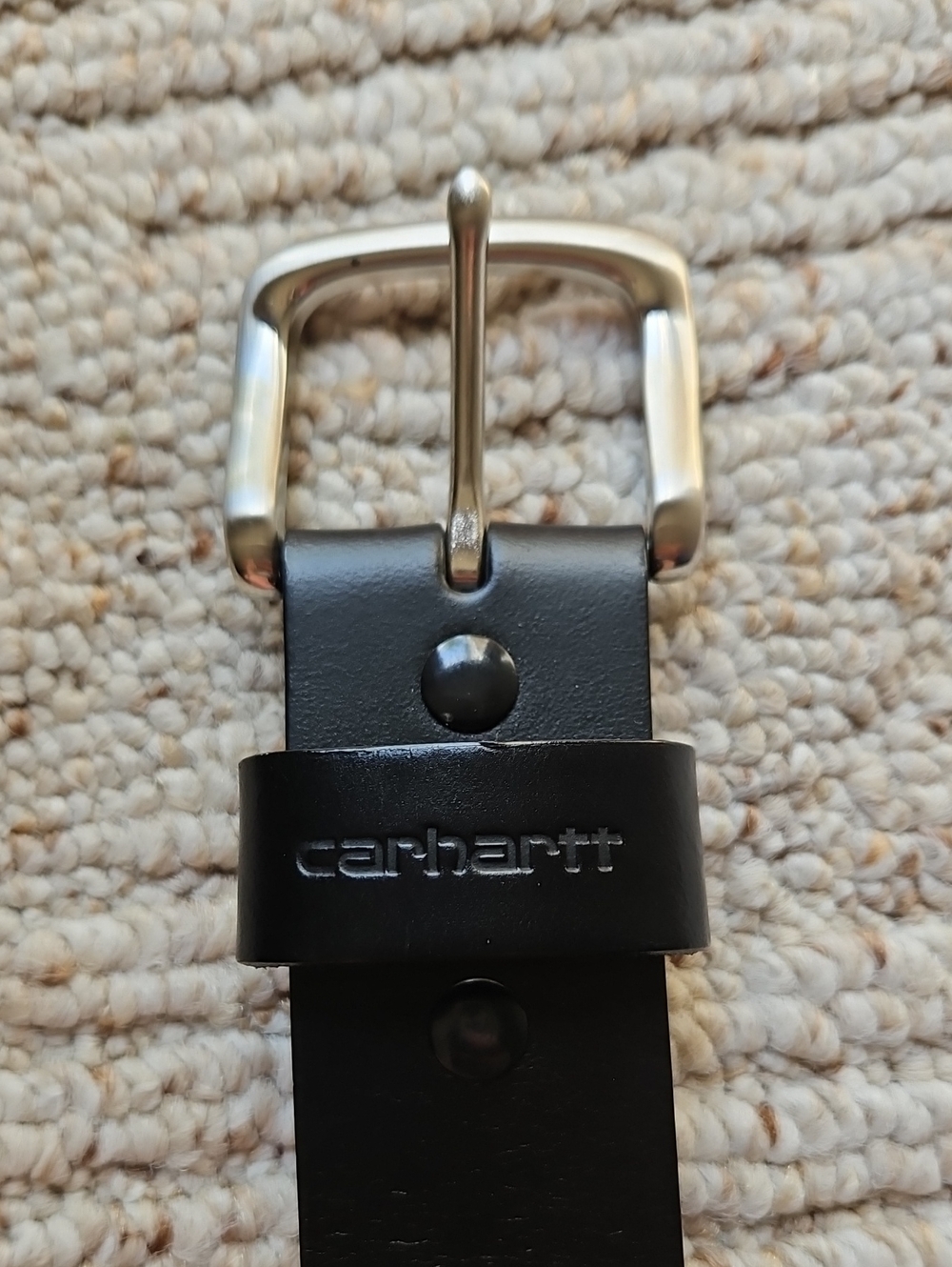 Carhartt Black Leather Belt with Silver Buckle